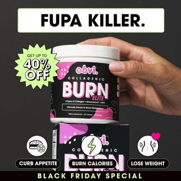 A direct-response square ad for a weight-loss supplement featuring a clear headline, discount offer, and benefit icons.